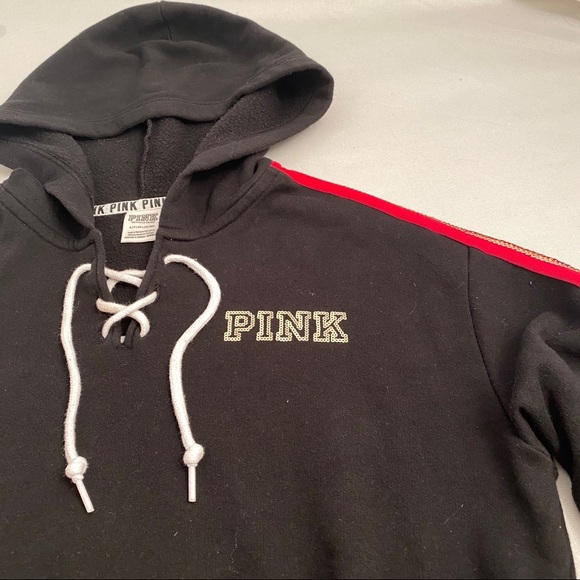 Victoria’s Secret PINK rose bling lace up hoodie S - Picture 6 of 14